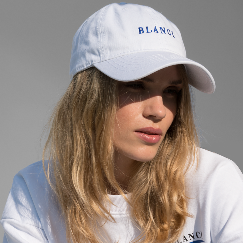 Blanci cap white blue logo