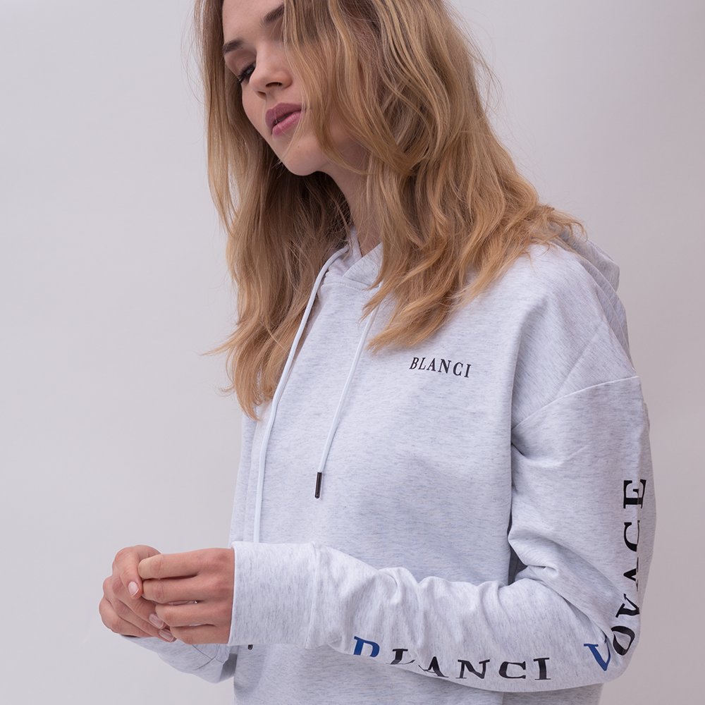 BLANCI VOYAGE CROP HOODIE GREY