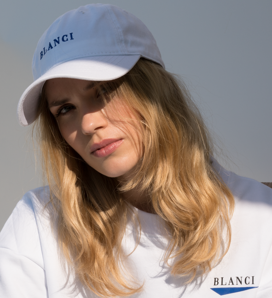 Blanci cap white blue logo