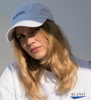 Blanci cap white blue logo