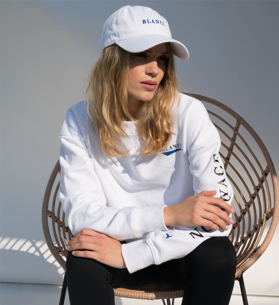 Blanci cap white blue logo